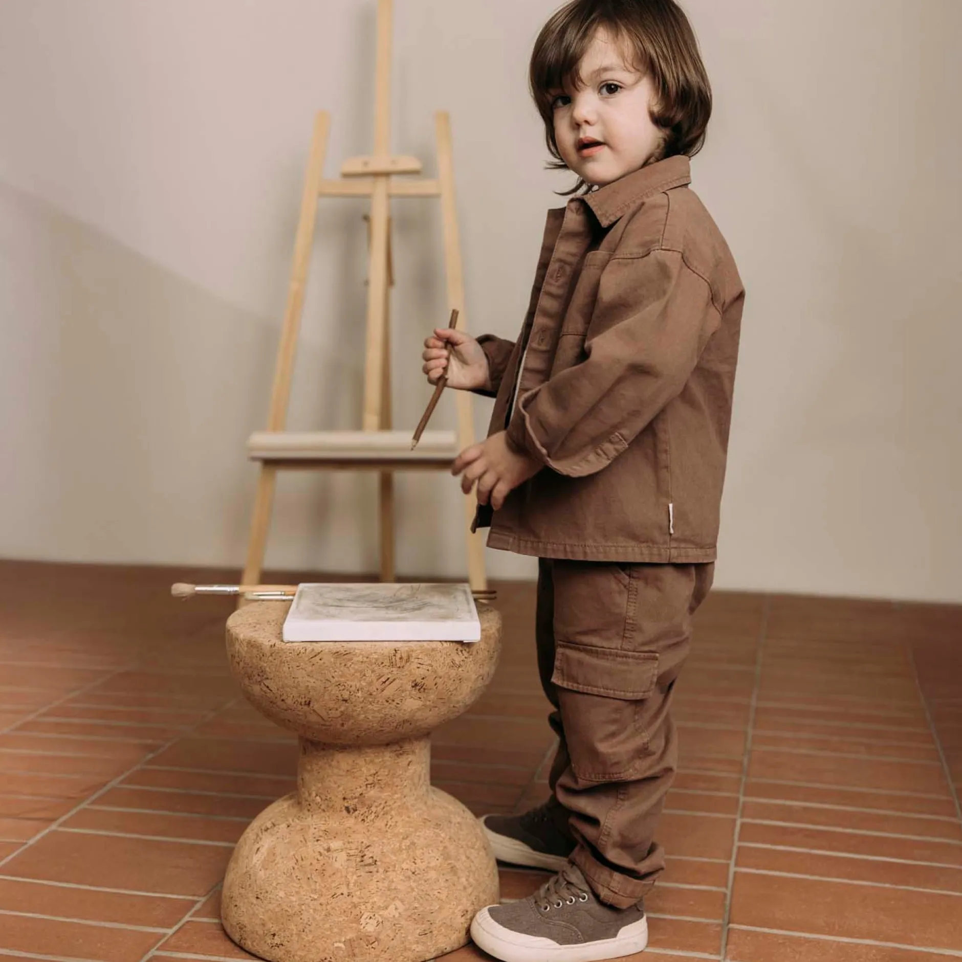 Broeken & Tuinbroeken|Broeken & Leggings*Sweet Petit peuter broek effen bruin Red Brown