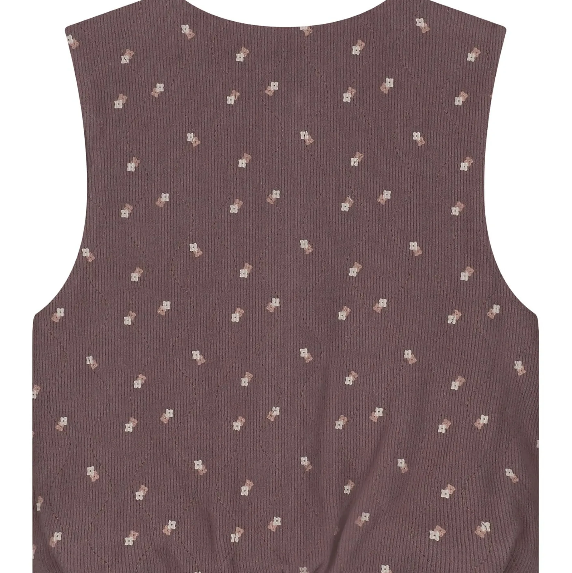Truien & Vesten|Vesten*Sweet Petit peuter gilet Jitte mouwloos all over print bruin Dark Mud Brown