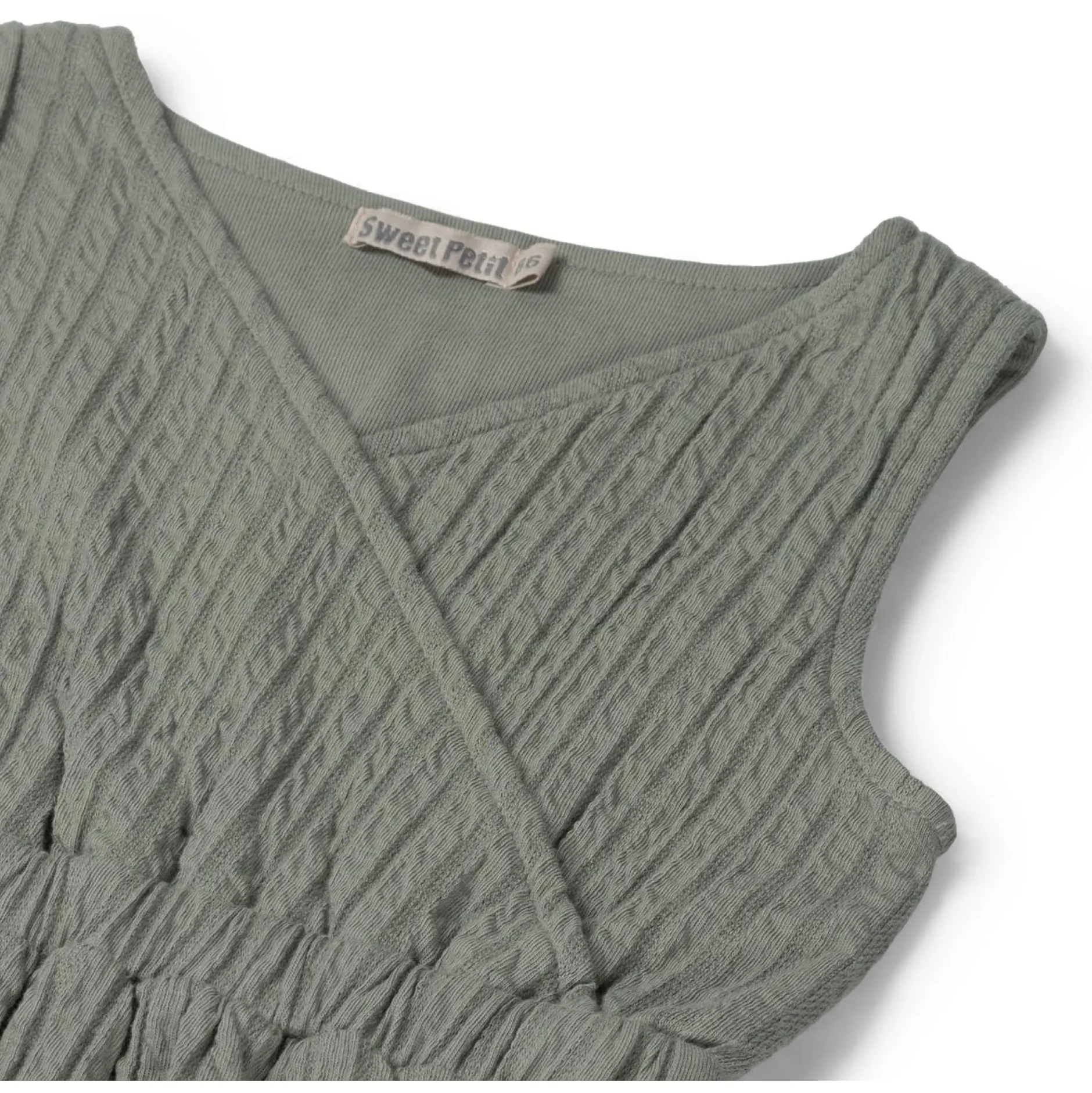 Jurken & Rokken|Jurken & Rokken*Sweet Petit peuter jurk Merel mouwloos effen groen Sage Green