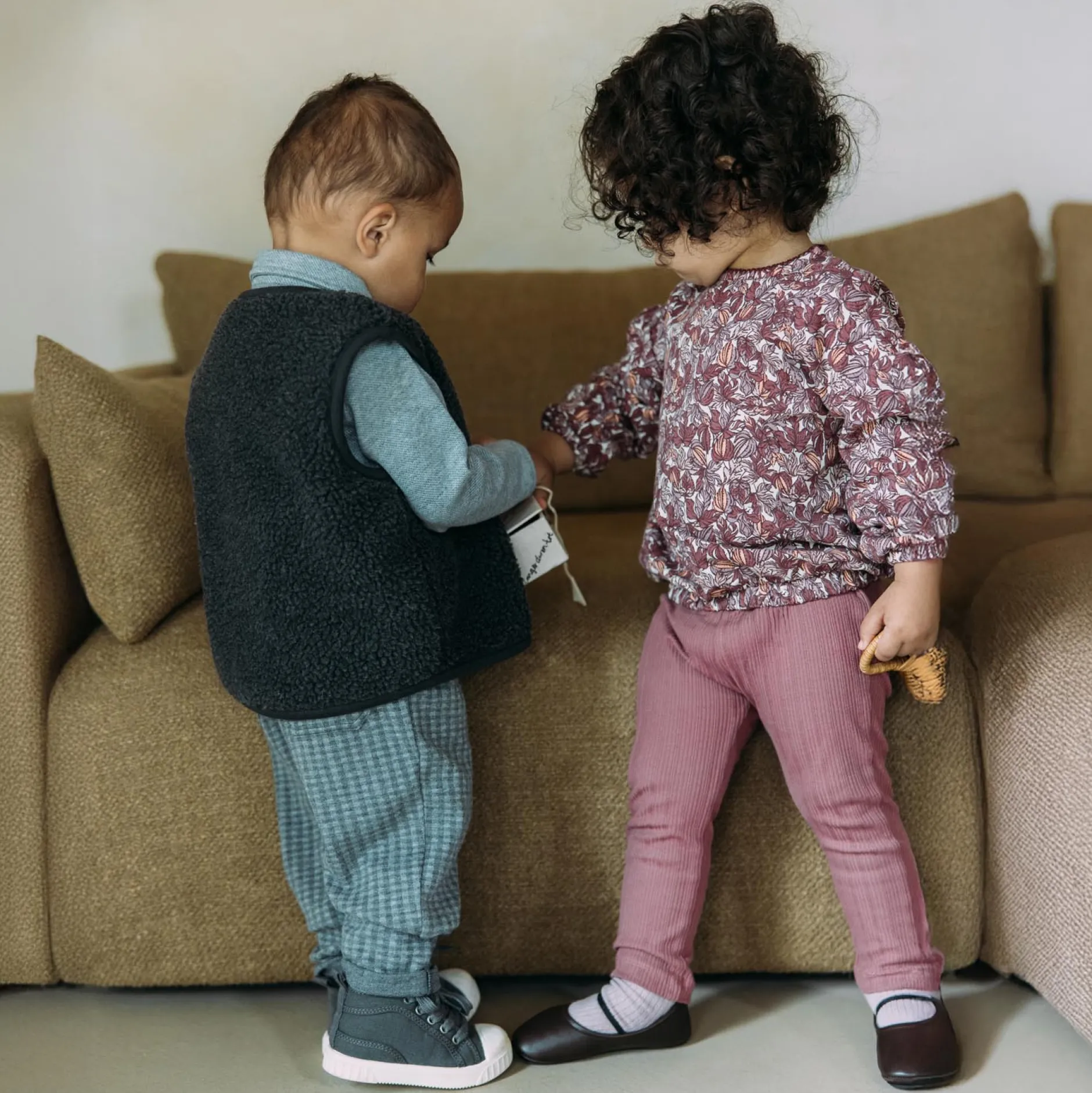 Broeken & Leggings|Broeken & Leggings*Sweet Petit peuter legging Veerle effen roze Dark Mauve Purple