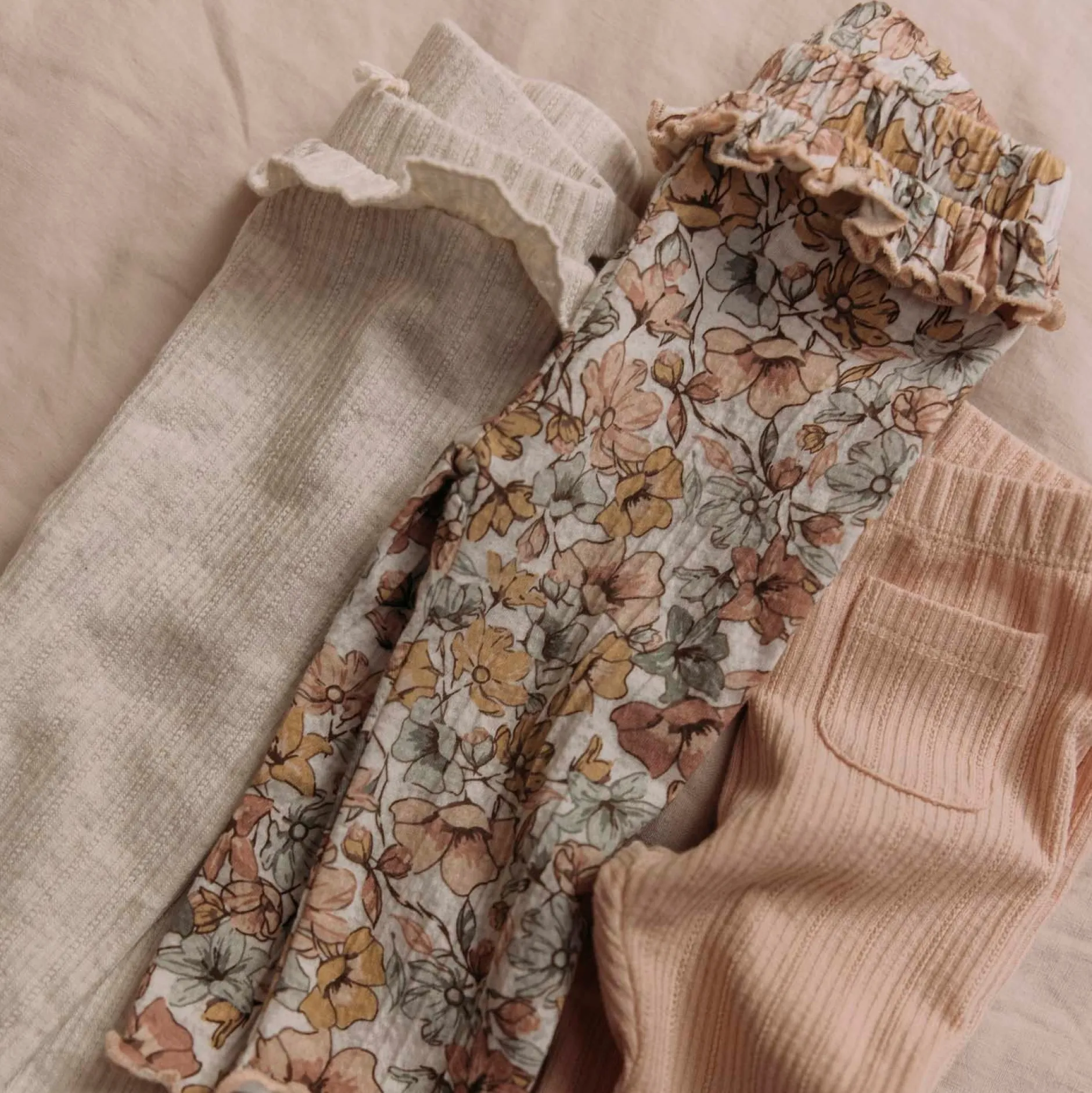 Broeken & Leggings|Broeken & Leggings*Sweet Petit peuter legging Pien effen beige Soft Ecru Melange