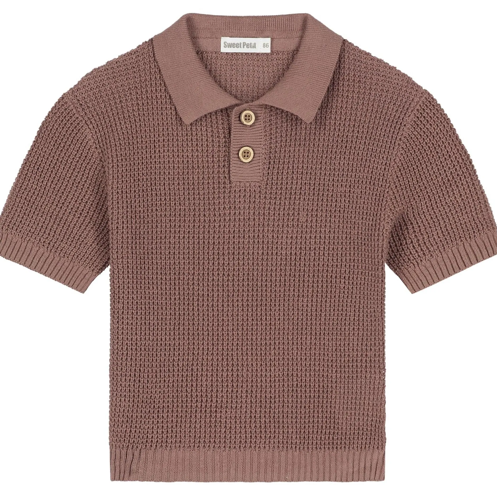 Truien & Vesten|Truien & Sweaters*Sweet Petit peuter polo korte mouwen effen bruin Red Brown