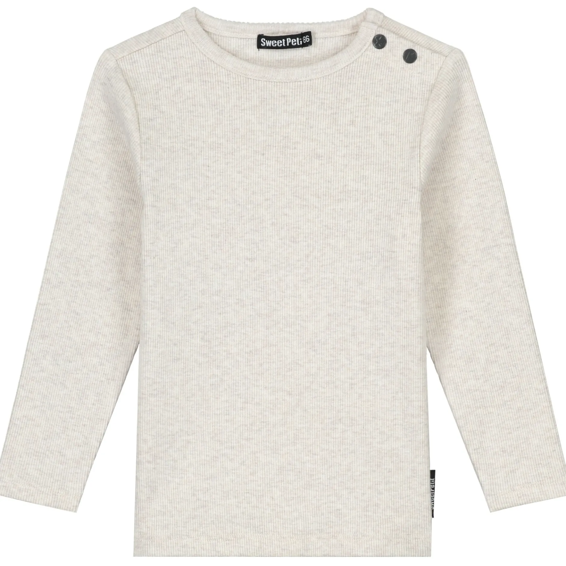 Shirts & Blouses|Shirts & Blouses*Sweet Petit peuter shirt Robin lange mouwen effen beige Soft Ecru Melange