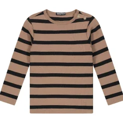 Shirts & Blouses|Shirts & Blouses*Sweet Petit peuter shirt Sepp lange mouwen strepen taupe Taupebrown