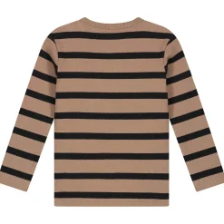 Shirts & Blouses|Shirts & Blouses*Sweet Petit peuter shirt Sepp lange mouwen strepen taupe Taupebrown