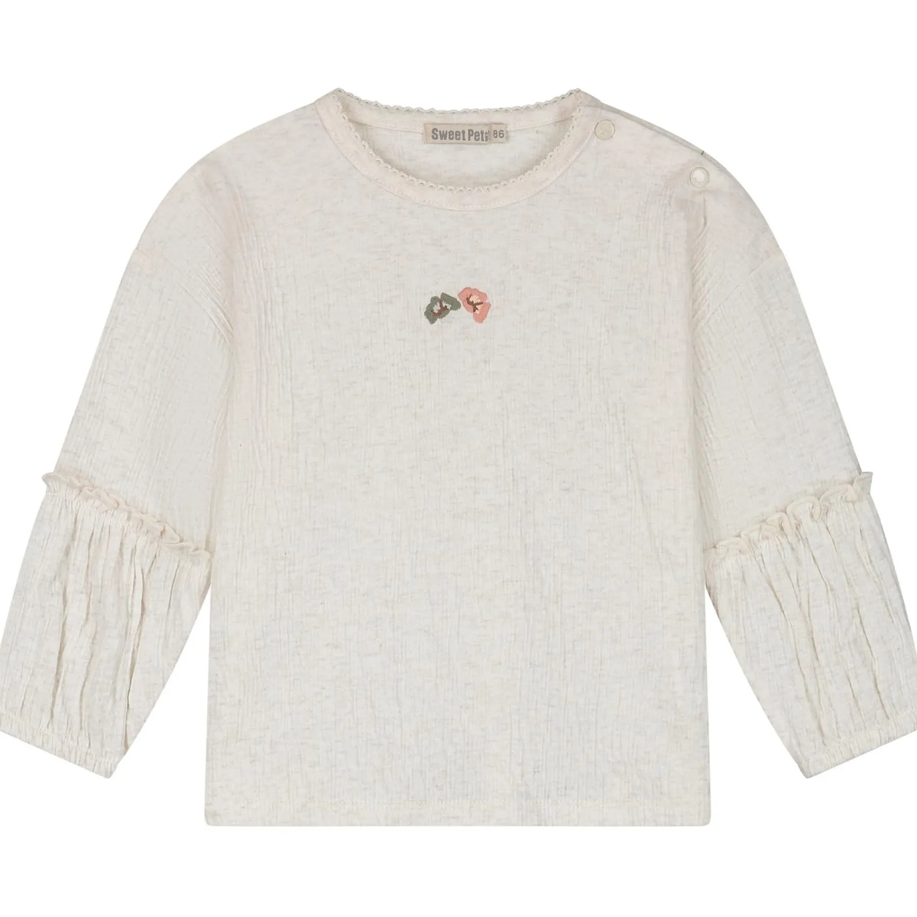 Shirts & Blouses|Shirts & Blouses*Sweet Petit peuter shirt Else lange mouwen effen beige Soft Ecru Melange
