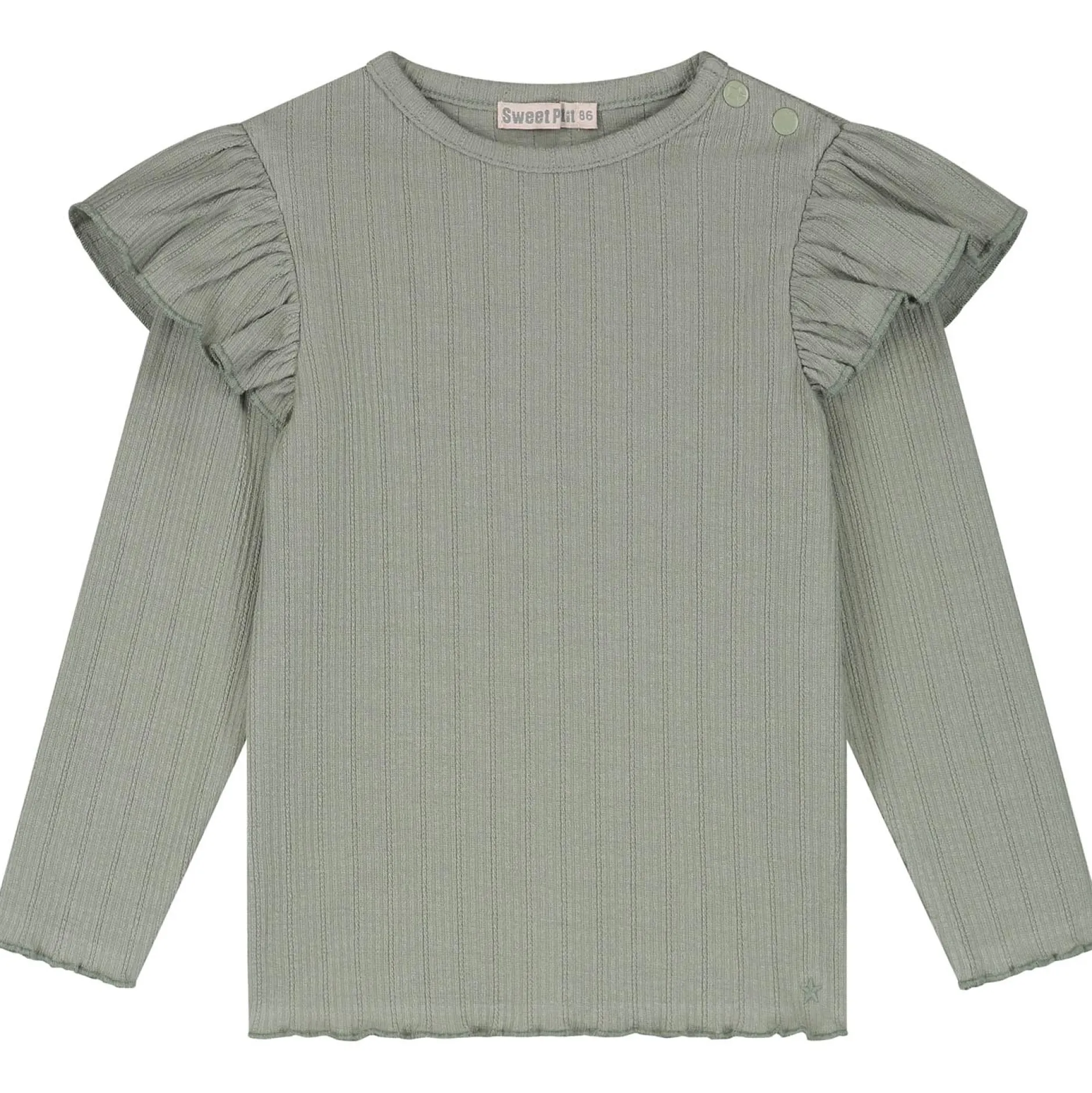 Shirts & Blouses|Shirts & Blouses*Sweet Petit peuter shirt Meave lange mouwen effen groen Sage Green