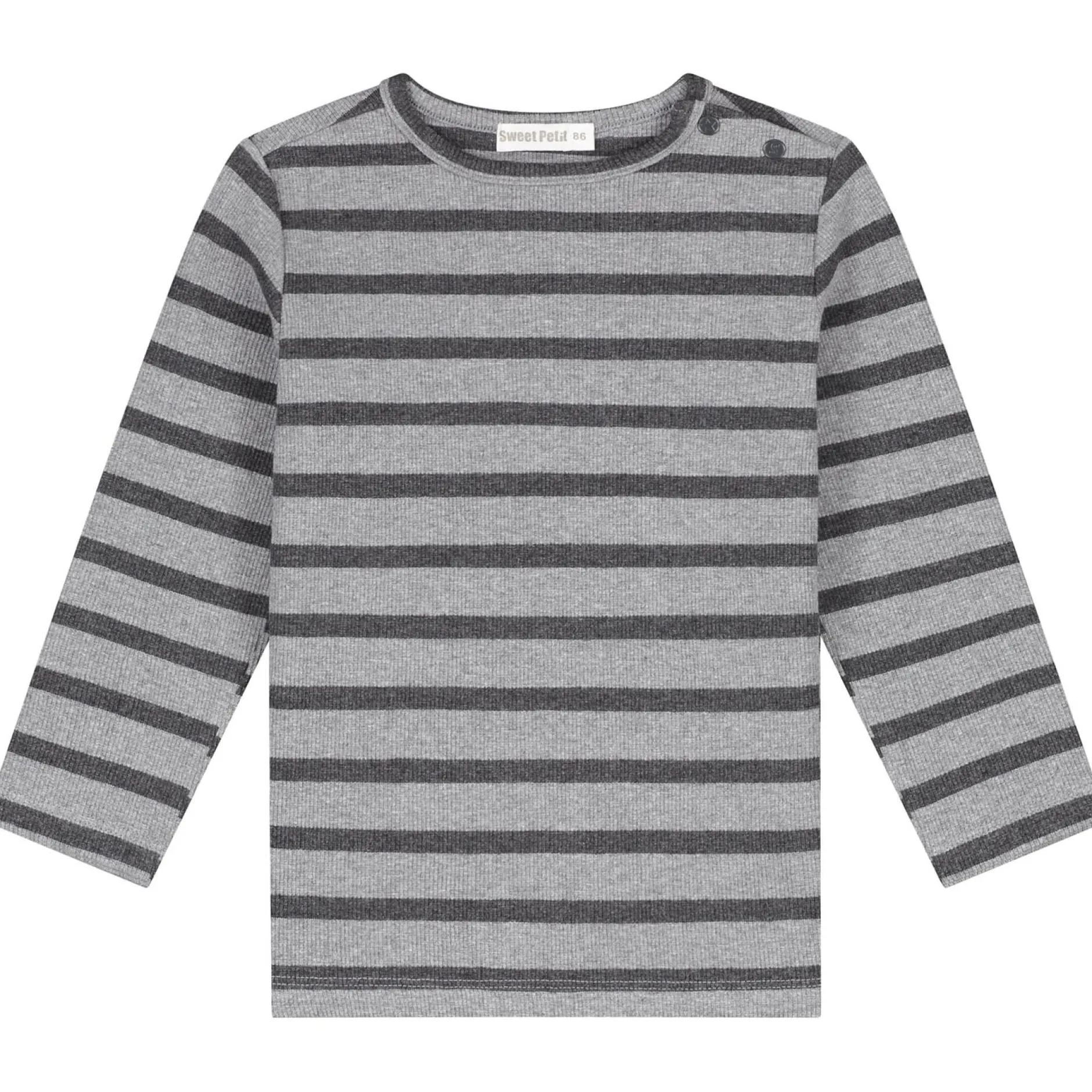 Shirts & Blouses|Shirts & Blouses*Sweet Petit peuter shirt Mees lange mouwen strepen grijs Mid Stone Melange