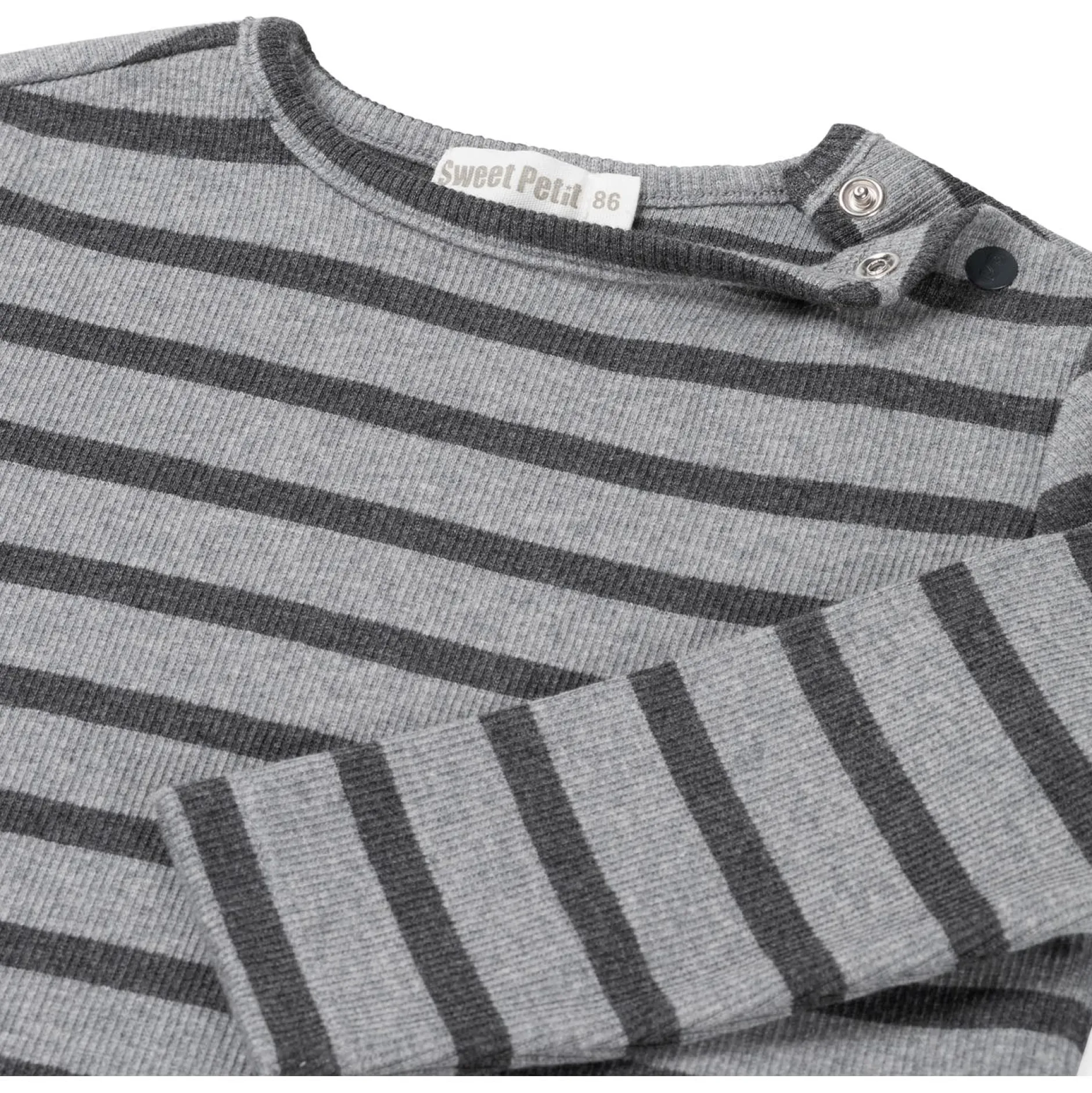 Shirts & Blouses|Shirts & Blouses*Sweet Petit peuter shirt Mees lange mouwen strepen grijs Mid Stone Melange