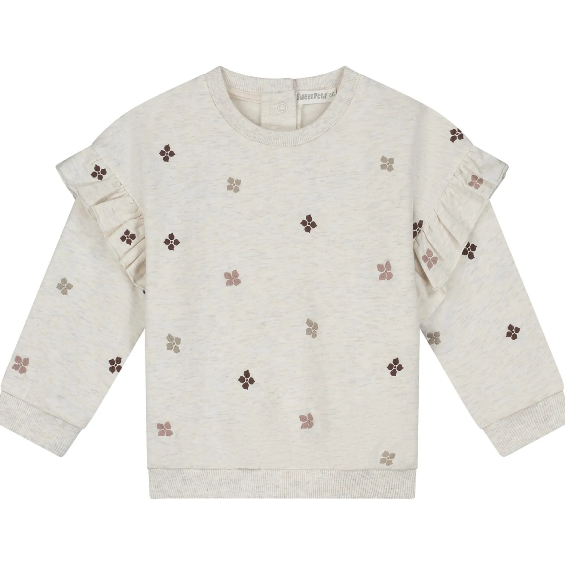 Truien & Vesten|Truien & Sweaters*Sweet Petit peuter sweater Kiki lange mouwen bloemen beige Soft Ecru Melange