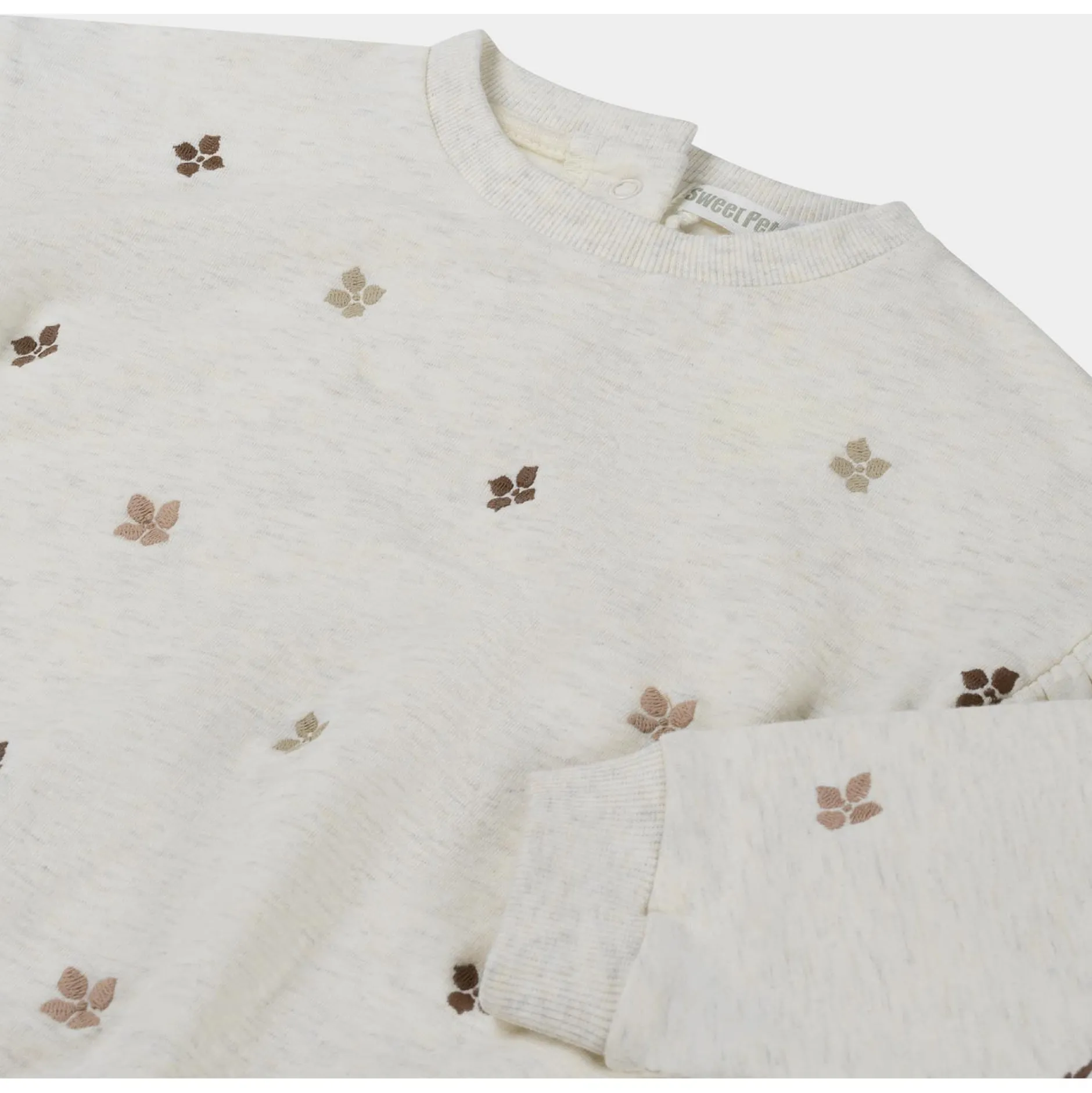 Truien & Vesten|Truien & Sweaters*Sweet Petit peuter sweater Kiki lange mouwen bloemen beige Soft Ecru Melange