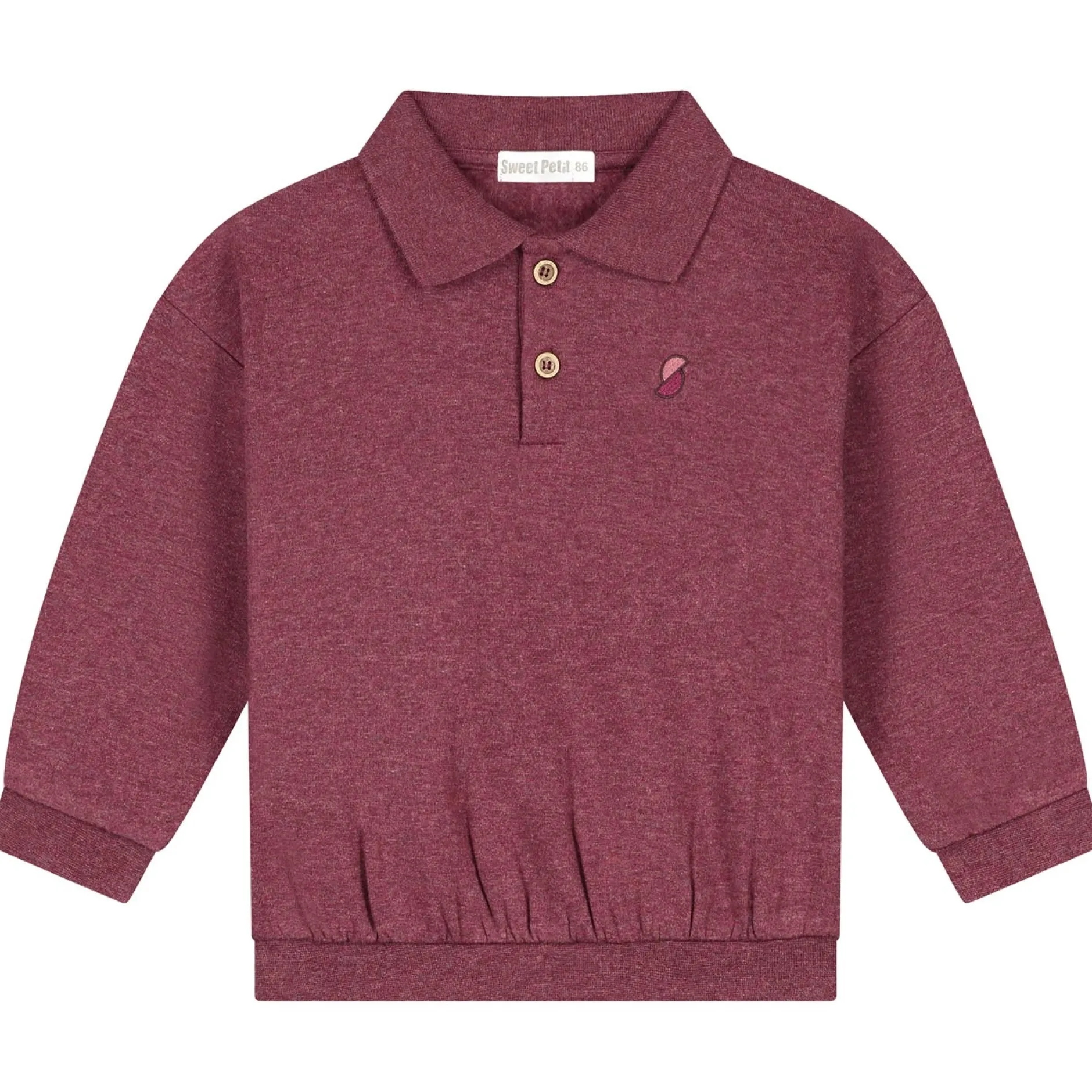 Truien & Vesten|Truien & Sweaters*Sweet Petit peuter sweater Pim lange mouwen effen rood Red Brown