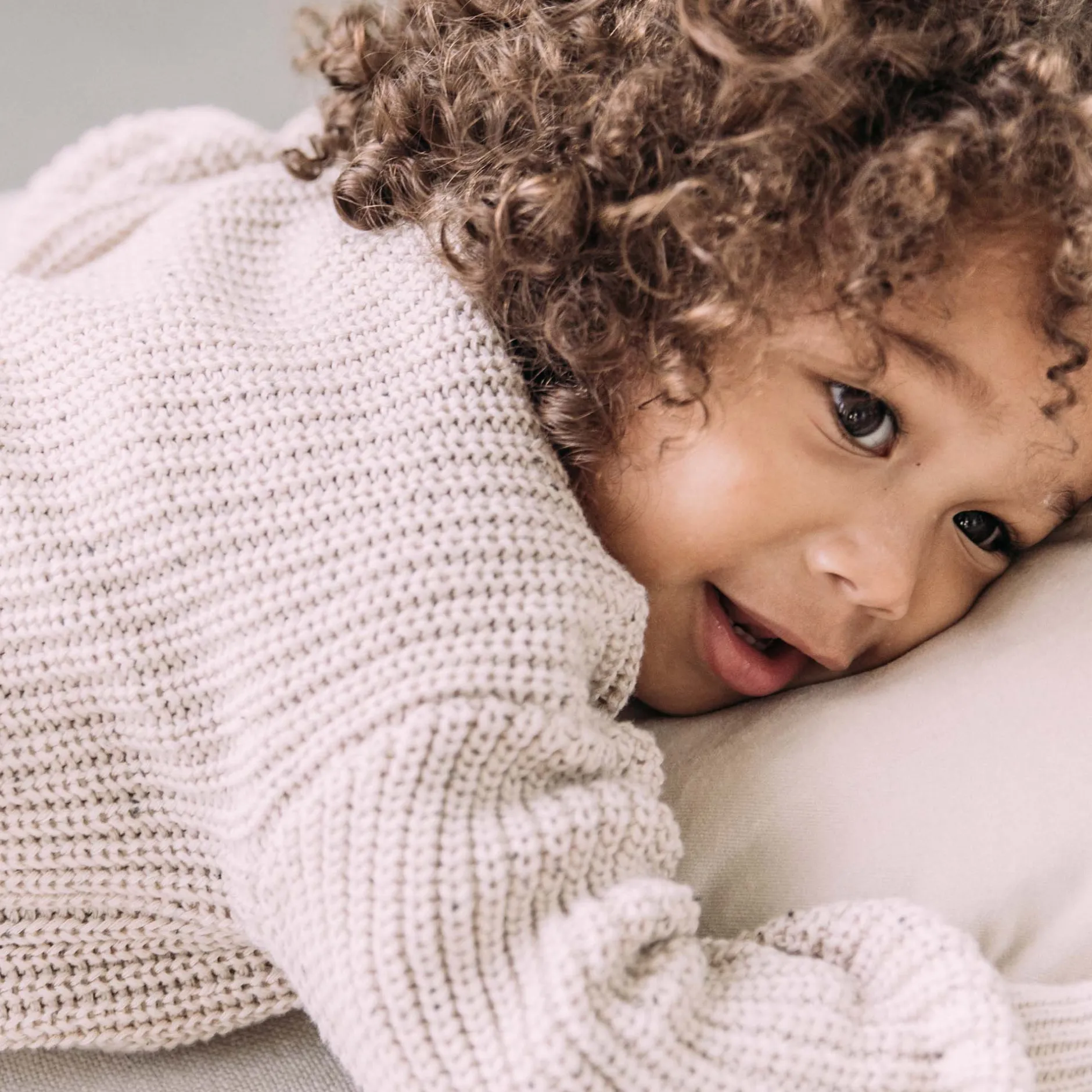 Truien & Vesten|Truien & Vesten*Sweet Petit peuter trui Charlie lange mouwen melee beige Soft Ecru Melange