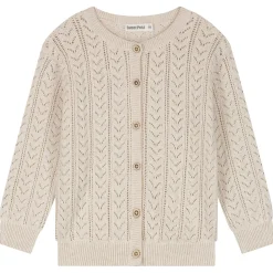 Truien & Vesten|Vesten*Sweet Petit peuter vest Hope lange mouwen effen beige Soft Ecru Melange