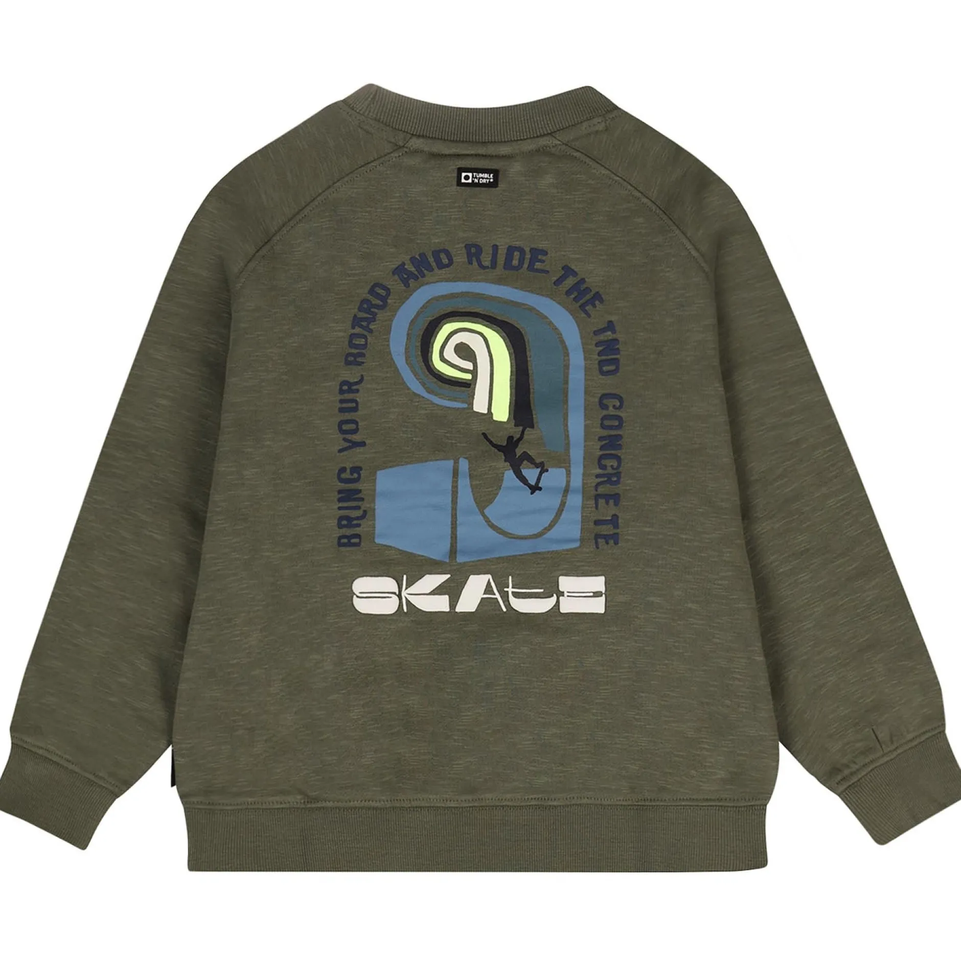 Truien & Vesten|Truien & Sweaters*Tumble 'n Dry peuter sweater lange mouwen printopdruk groen Khakigreen