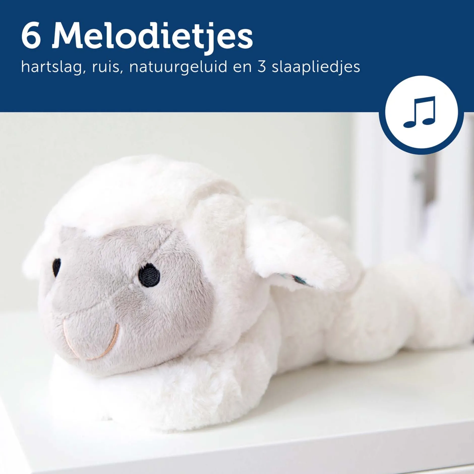 Slaaptrainers|Nachtlampjes*Zazu hartslagknuffel Heartbeat Liz wit